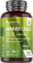 WeightWorld Vegan Omega 3-6-9 capsules - Essentiële omega-vetzuren uit hennepzaadolie - 1000 mg - 180 softgel capsules voor 6 maanden - Met vitamine E