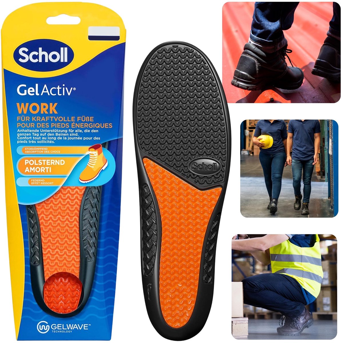 SCHOLL GelActiv Work Gel inlegzolen voor werkschoenen, werkschoenen, demping 35,5-40,5