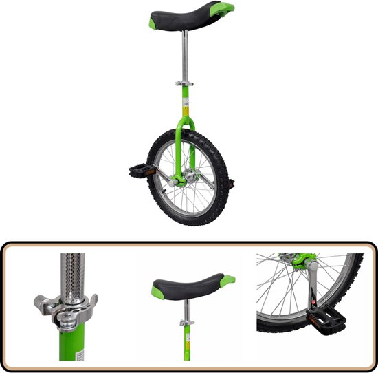 vidaXL - Eenwieler - verstelbaar - (groen - / - 16 - inch)