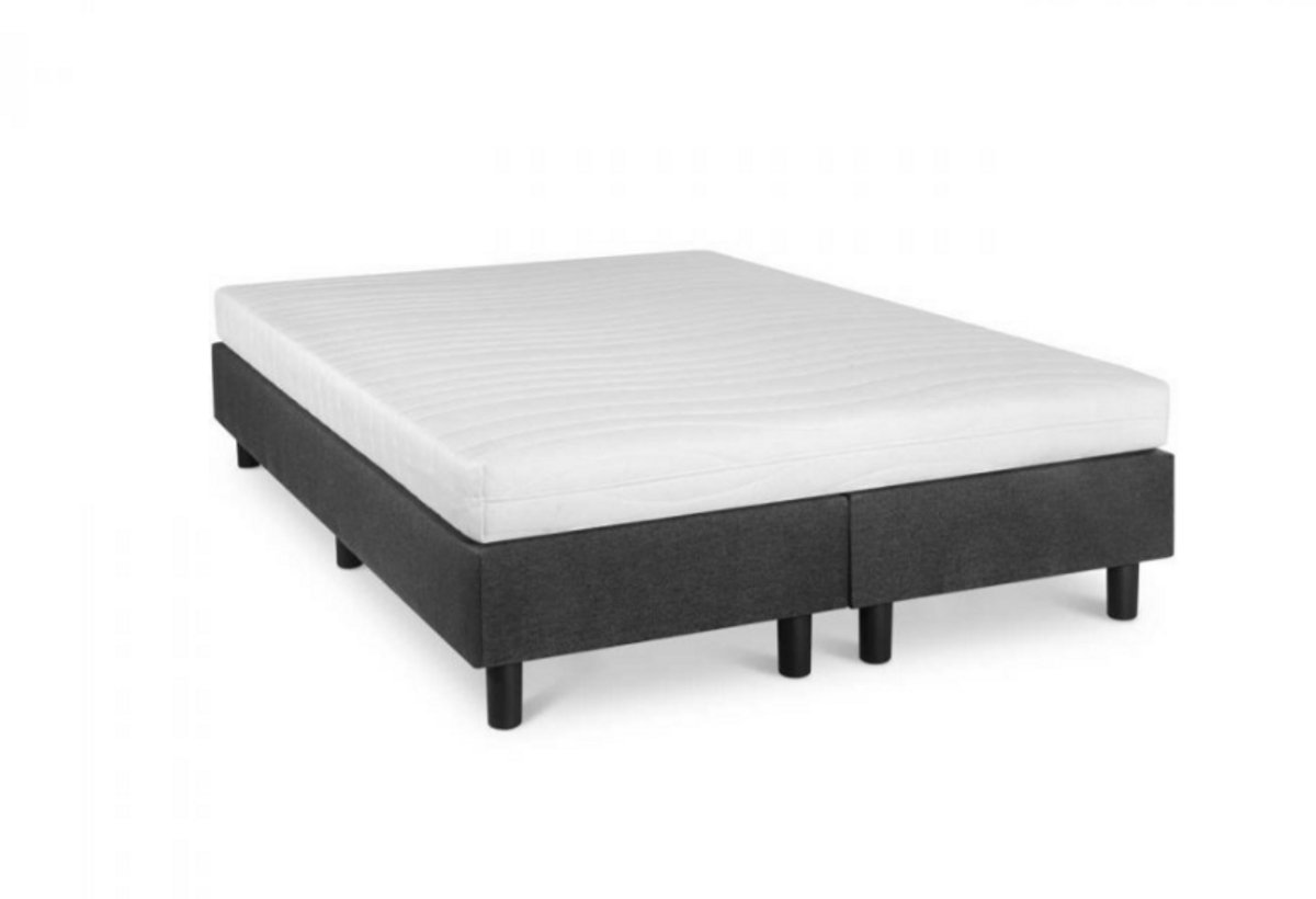 Nessa® 120x200 Boxspring Studio Luxe Pocketvering HR matras Antraciet - Inclusief Orthopedisch Pocketvering Matras