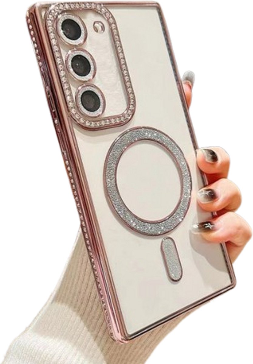 Diamant Glitter Telefoonhoesje Geschikt voor Magsafe met Camera Bescherming voor Samsung Galaxy A56 - FuturiQ - Roze