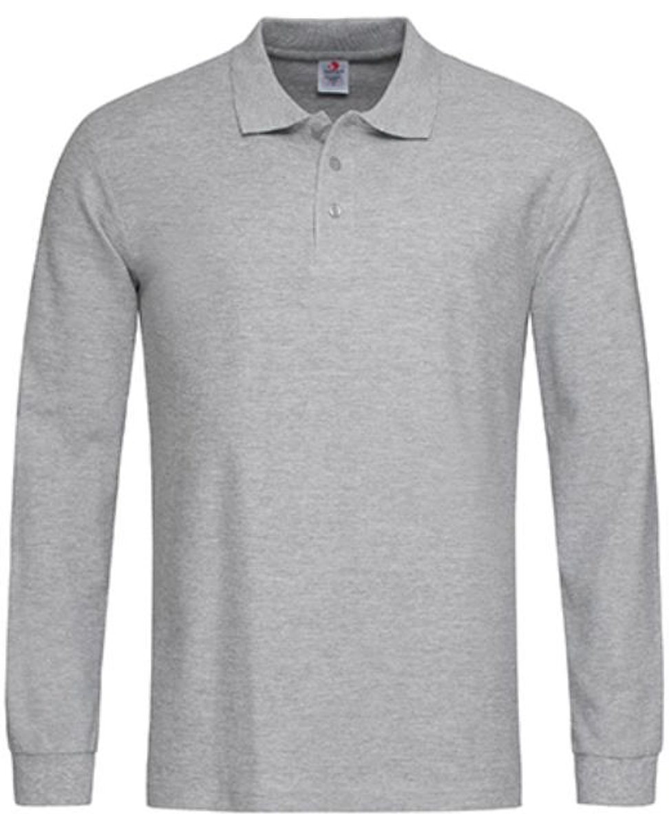 Stedman - Long Sleeve Polo - Grey Heather maat S