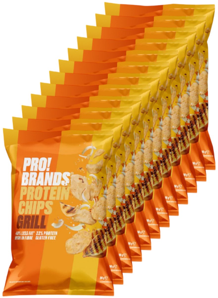 Pro!Brands | Protein Chips | Grill | 12 Stuks | 12 x 50 gram