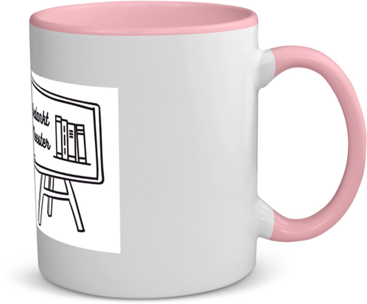 Akyol - bedankt meester koffiemok - theemok - roze - Meester - meester - leraar - 350 ML inhoud