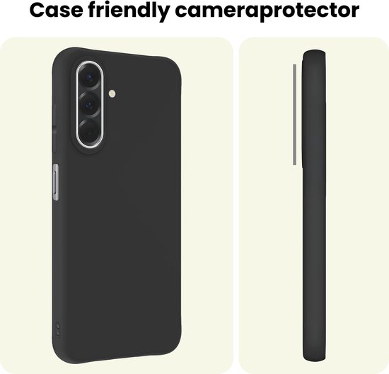 Zwarte hoes voor telefooncamera, case friendly, met cameraprotector.