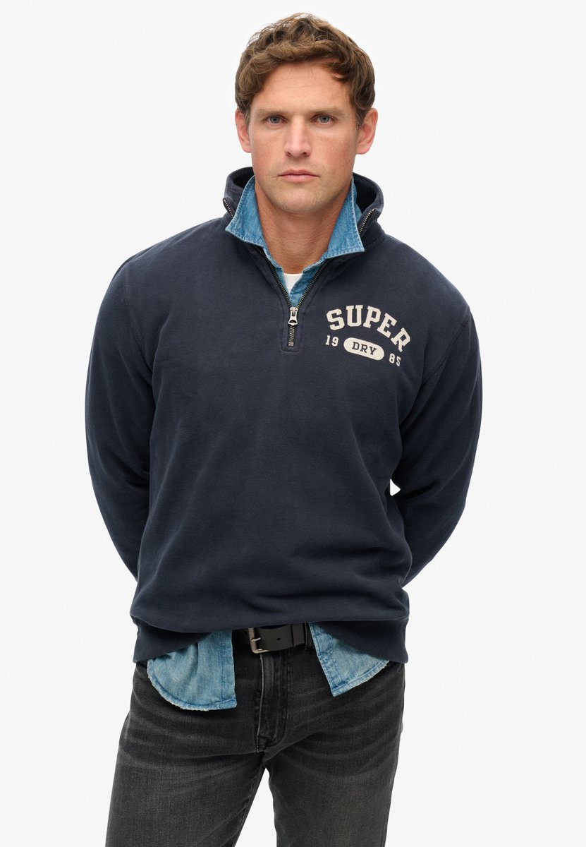 Superdry Athletic Essentials sweatshirt met halve rits Heren Truien Marineblauw