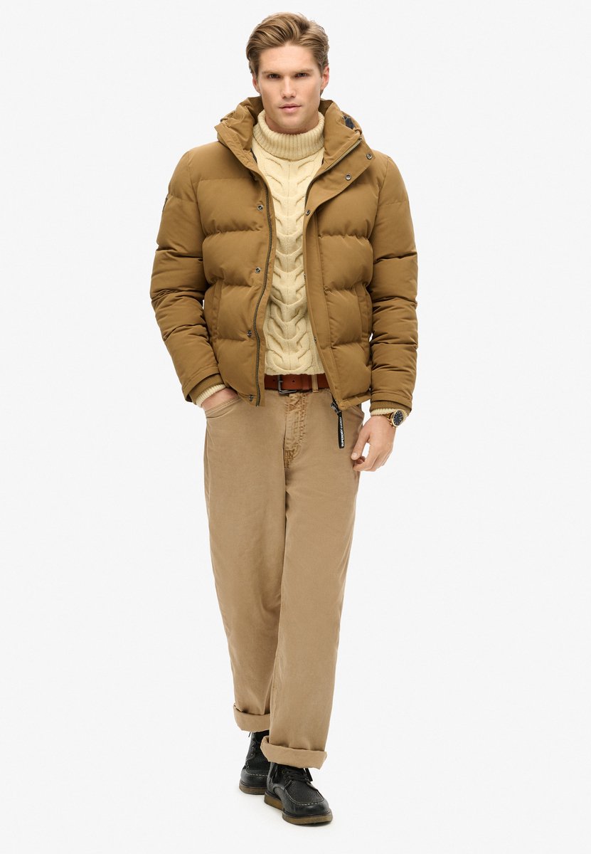 Superdry Korte Everest pufferjas met capuchon Heren Gewatteerde jassen Bruin