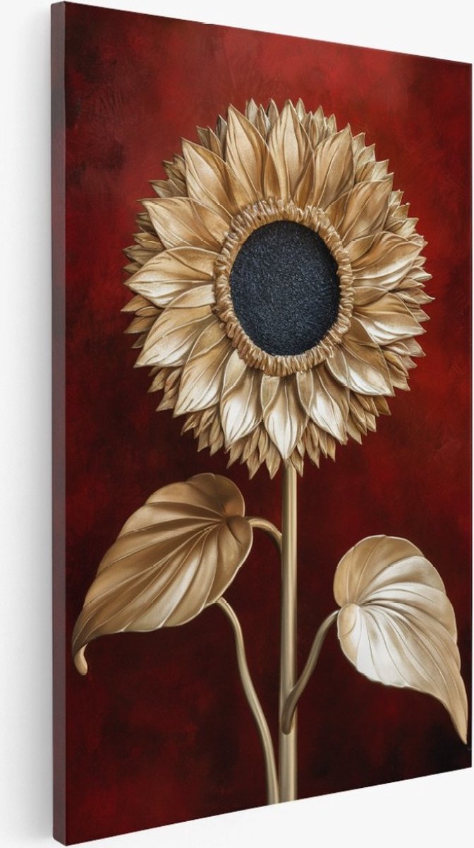 Saammp Canvas Schilderij - Goude Roos - Abstract - Bloemen - 20x30 - Foto op canvas - Wanddecoratie - Muurdecoratie Woonkamer - Kantoor Decoratie Multicolor