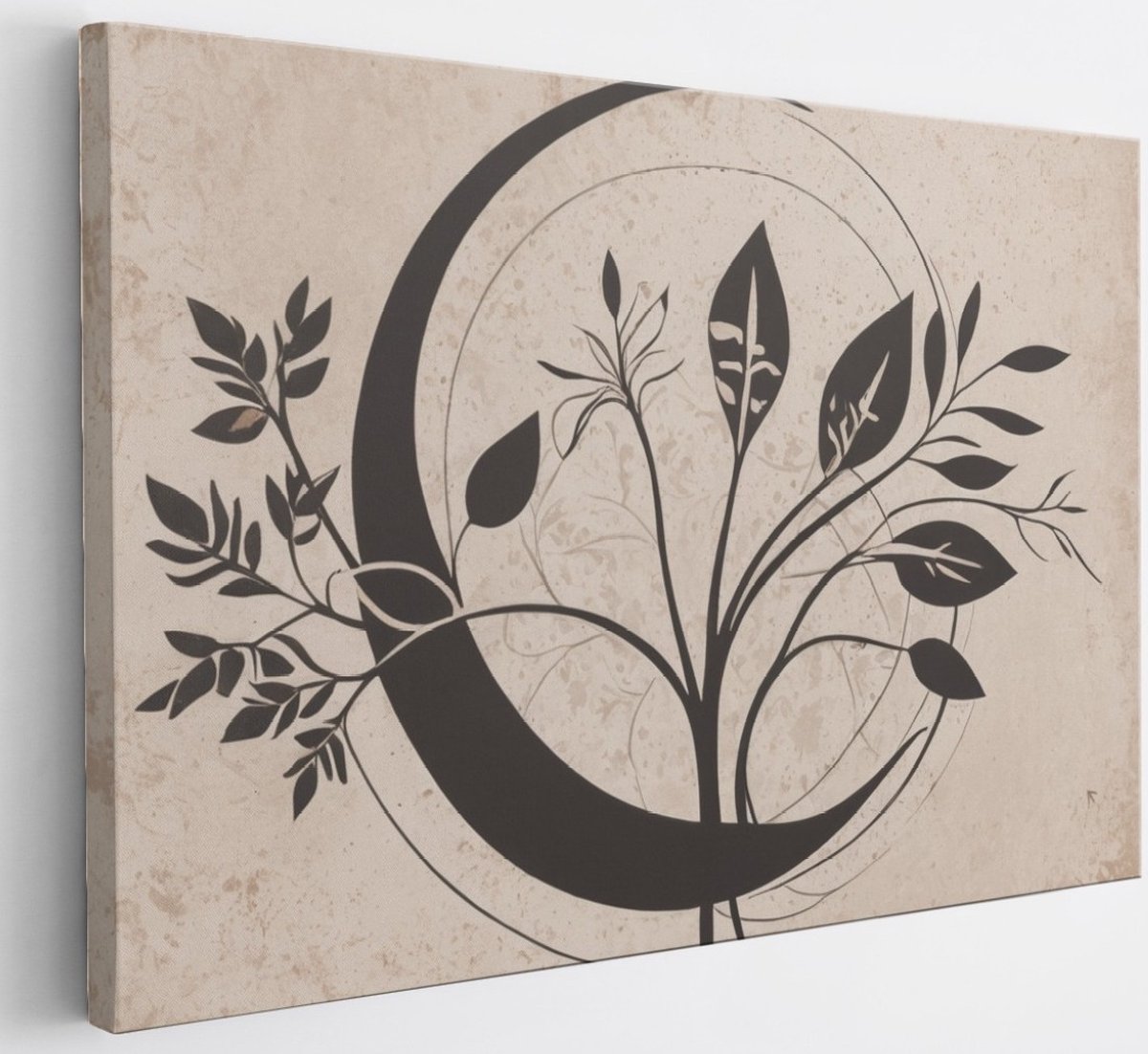 Saammp Canvas Schilderij - Vormen - Beige - Abstract - 90x60 - Foto op canvas - Wanddecoratie - Muurdecoratie Woonkamer - Slaapkamer decoratie - Canvas Print Multicolor