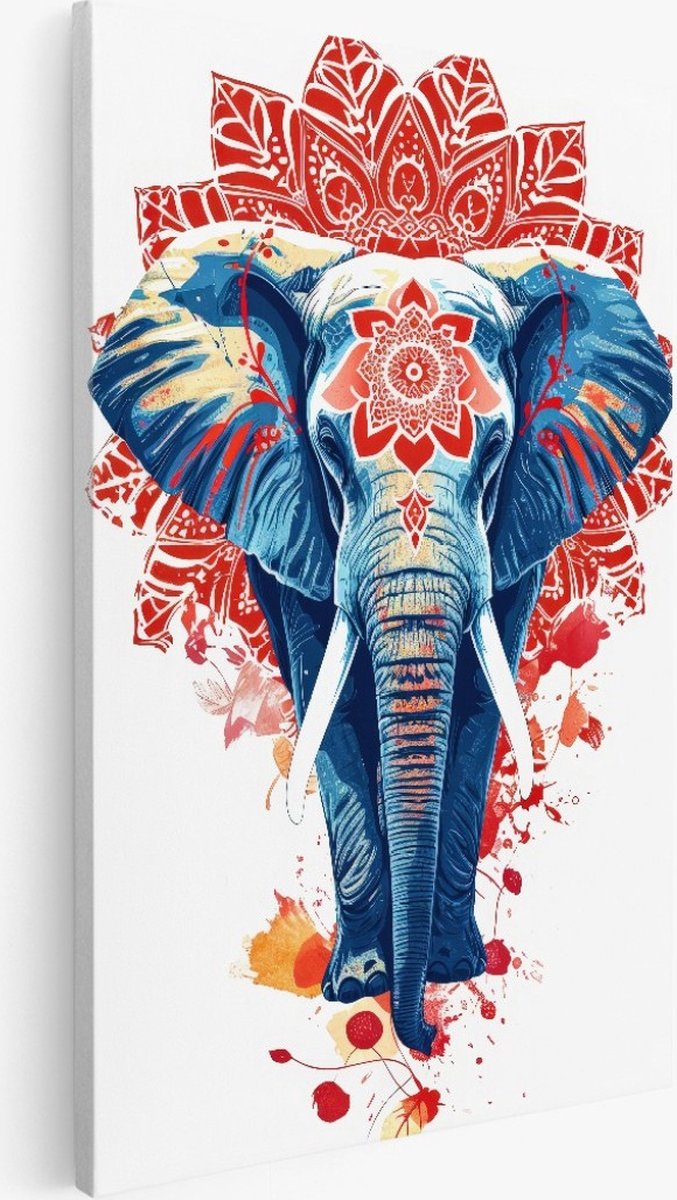 Saammp Canvas Schilderij - Olifant - Kunst - Abstract - Dieren - 30x40 - Foto op canvas - Wanddecoratie - Muurdecoratie Woonkamer - Slaapkamer decoratie - Canvas Print Multicolor