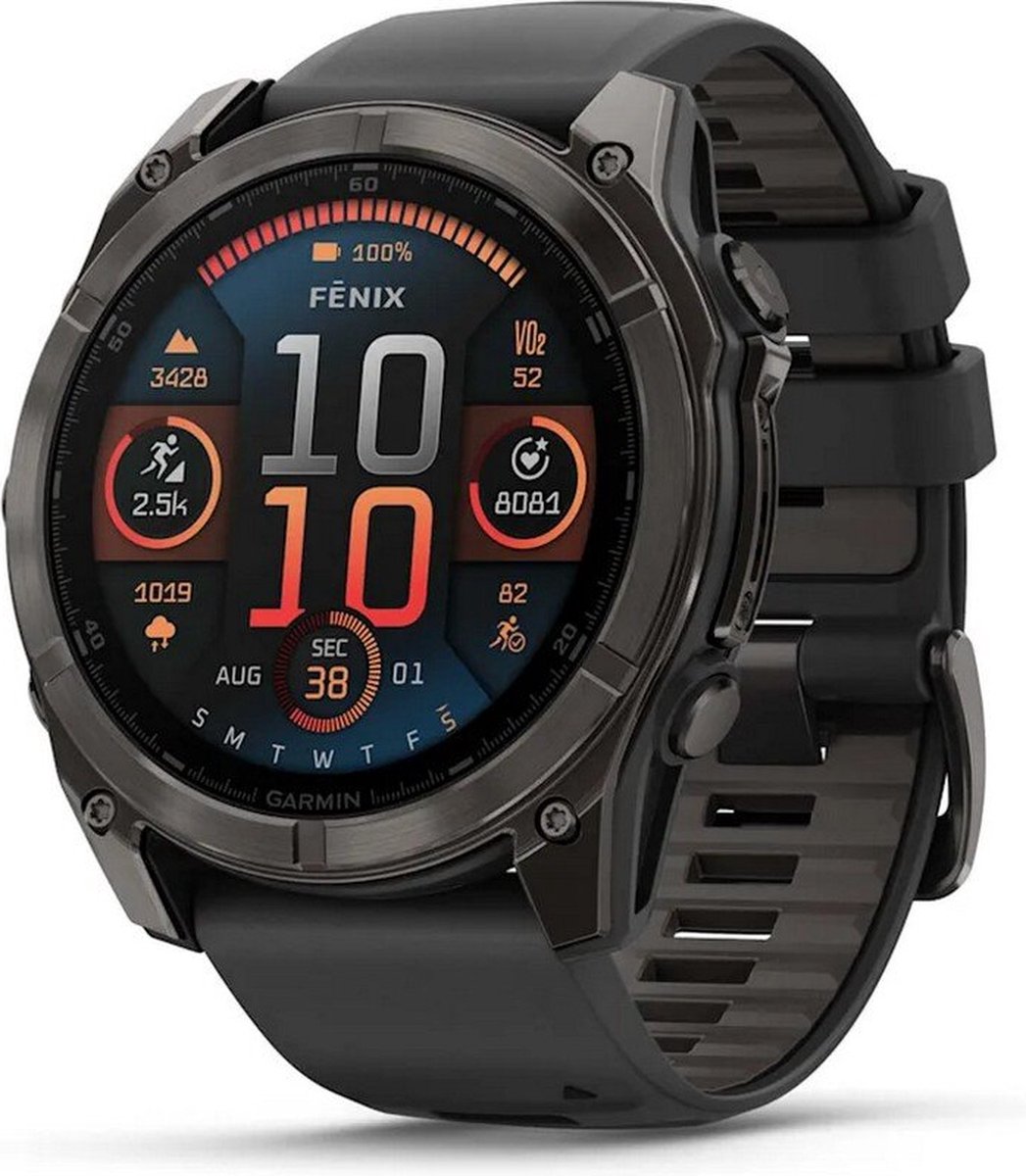 Garmin Fenix 8 Sapphire AMOLED 51mm - Carbon Gray DLC Titanium - Multisport GPS Smartwatch - Zwart/Grijs