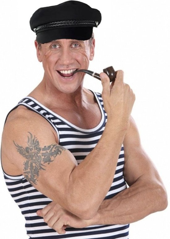 Carnaval verkleed setje heren - Vissers kapitein hoed en pijp