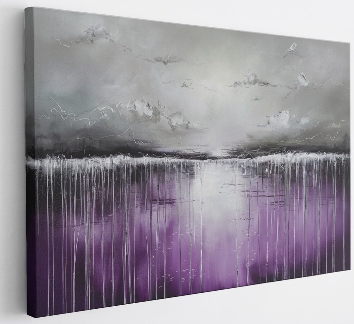 Saammp Canvas Schilderij - Landschap - Zwart - Abstract - 40x30 - Foto op canvas - Wanddecoratie - Muurdecoratie Woonkamer - Slaapkamer decoratie - Canvas Print Multicolor