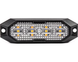 AMiO Stroboscoop Zwaailicht Slanke Amberkleurige Grillmontage Flitslamp 4x3W LED R65 R10 12/24V IP6K9K Oranje