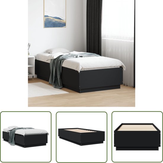 VidaXL Bedframe Met Lades Zwart 100x200 cm, 1-Persoons Bed Met Opbergruimte, Slaapkamermeubilair, Bedbodem