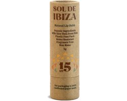 Sol de Ibiza Zonnebrand Lippenbalsem SPF15 5 g - Natuurlijke Lippenbalsem met Zonbescherming - Vegan - met Sheaboter en Amandelolie
