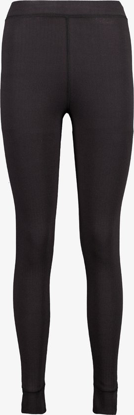 Pantalon long thermique noir à texture côtelée. Le pantalon est vu de face.