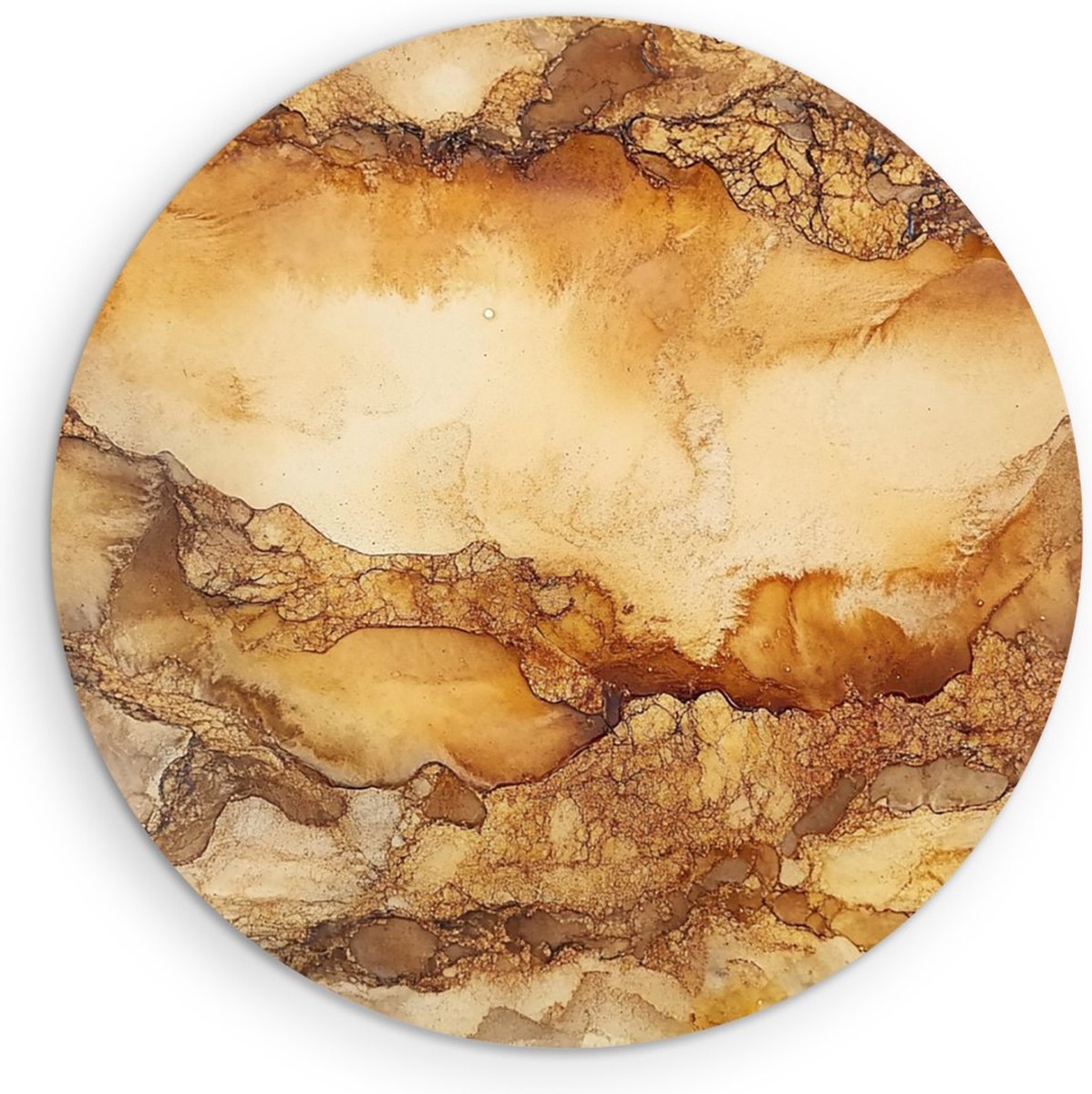 Saammp Muurcirkel Hout - Roest gekleurd marmer - Abstract - Ø 30 - Wandcirkel - Wanddecoratie Cirkel - Muurdecoratie Woonkamer - Slaapkamer decoratie - Rond Schilderij