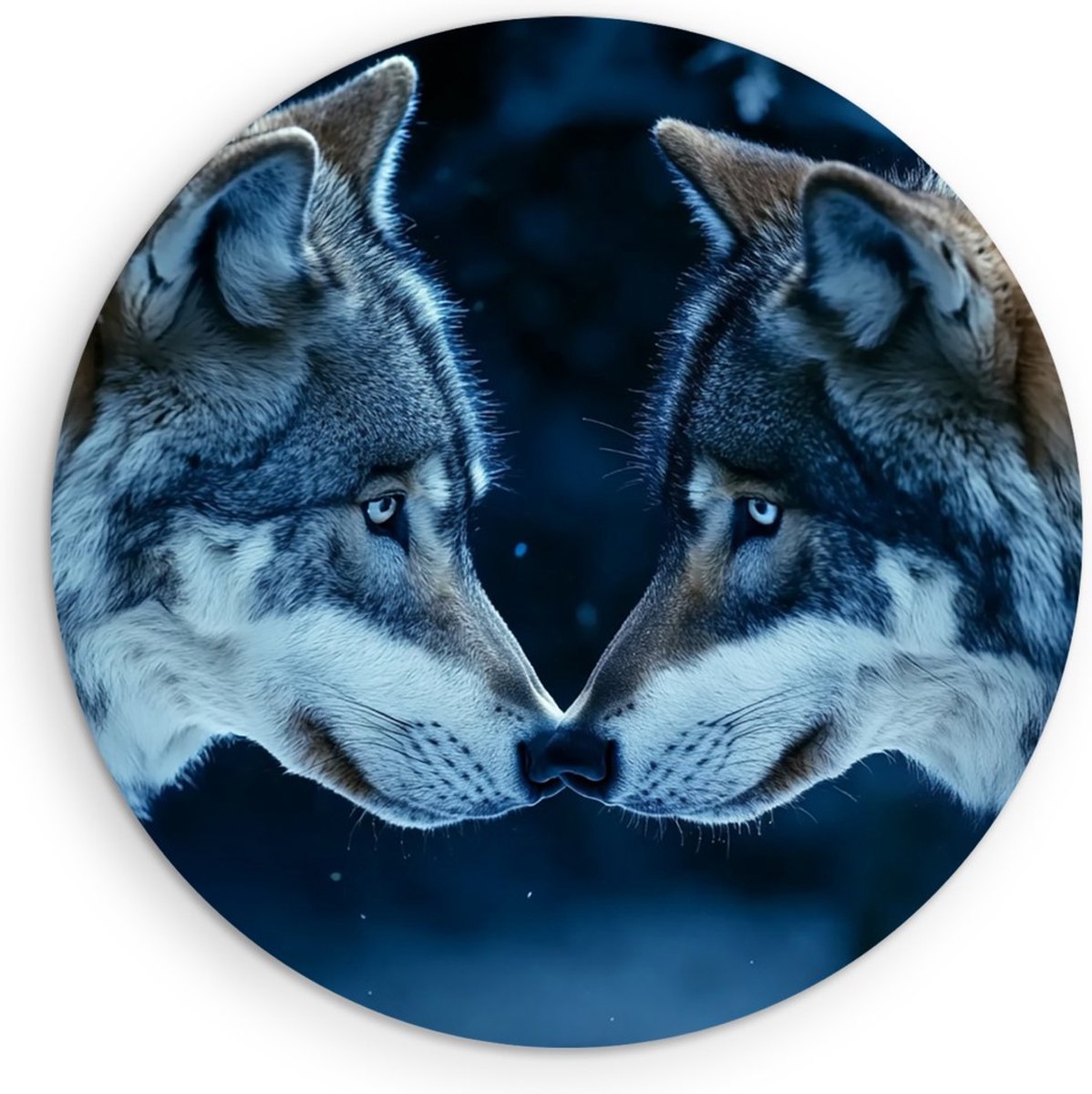 Saammp Forex Muurcirkel - Wolf - Liefde - Dieren - Natuur - Ø 60 - Wandcirkel - Wanddecoratie Cirkel - muurdecoratie Woonkamer - Slaapkamer decoratie - Rond Schilderij