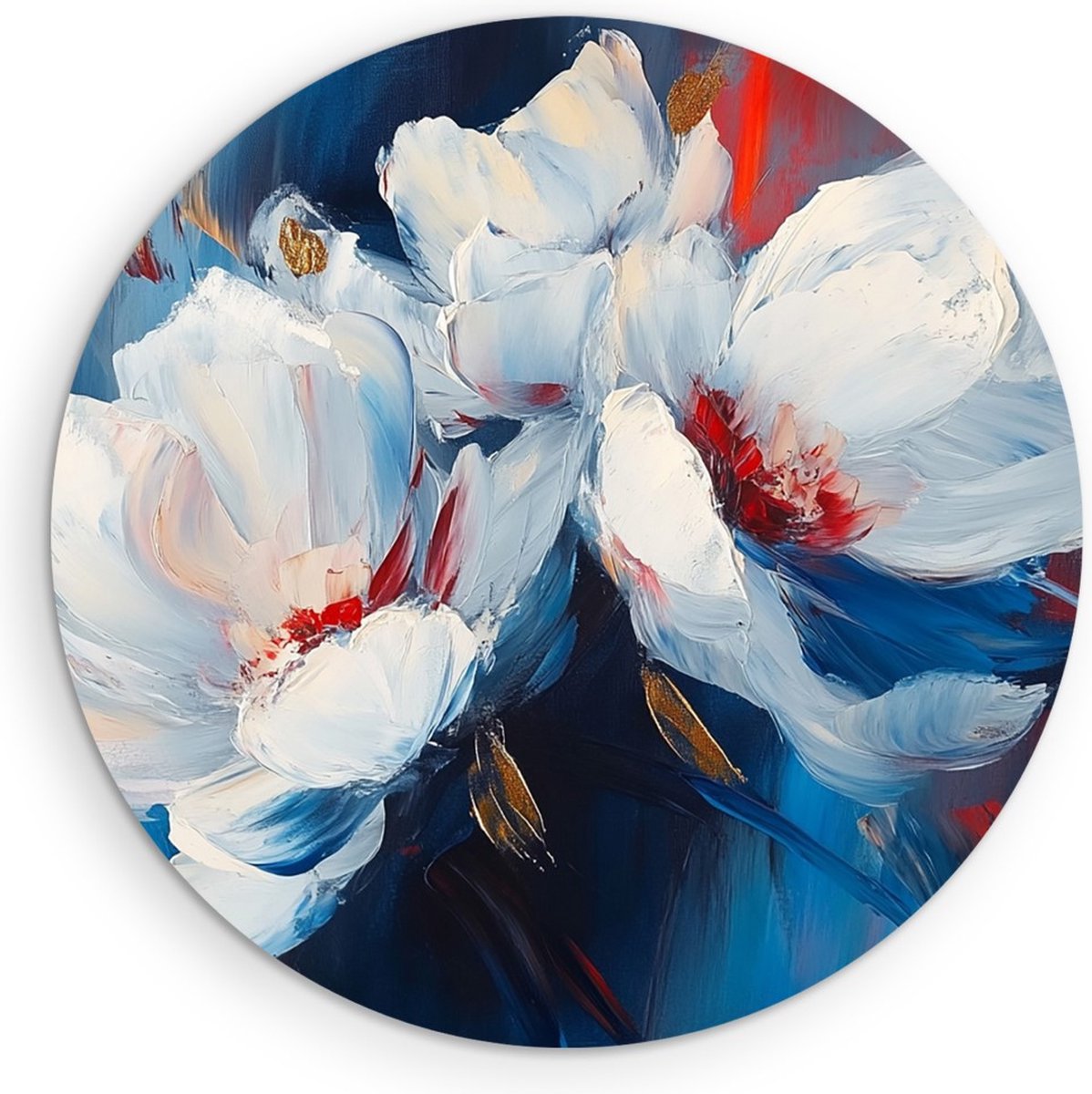 Saammp Muurcirkel Hout - Abstracte Magnoliabloemen - Natuur - Modern - Ø 50 - Wandcirkel - Wanddecoratie Cirkel - Muurdecoratie Woonkamer - Kantoor Decoratie