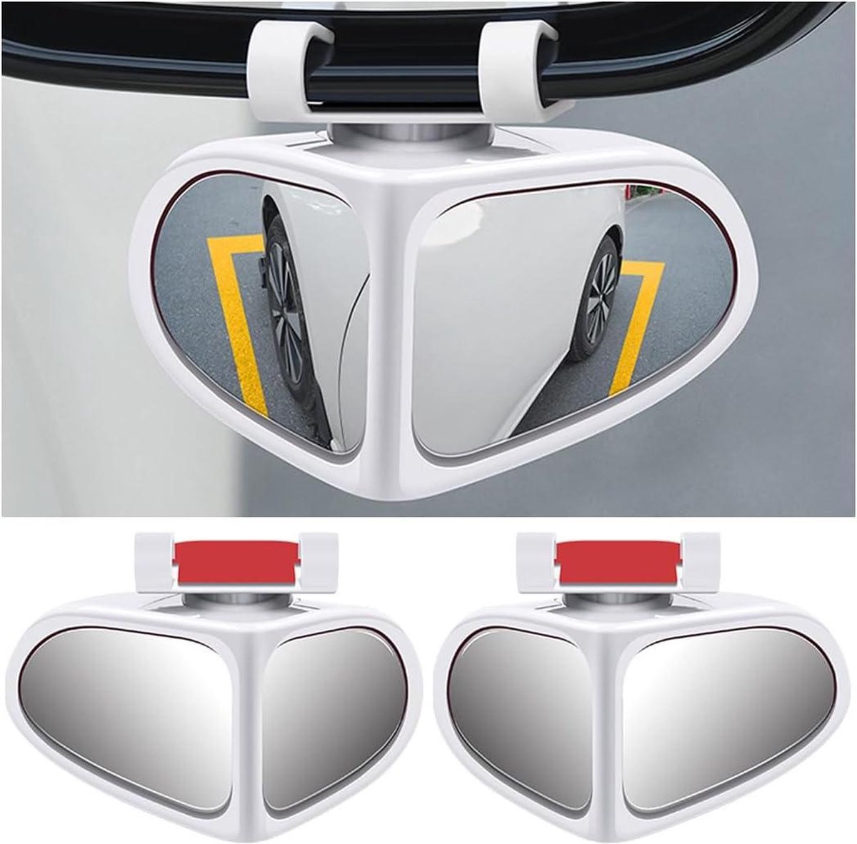 Image of 2 stuks 2-in-1 dode hoekspiegel auto - 360 graden rotatie - verstelbaar - groothoek achteruitkijkspiegel - HD-achteruitkijkspiegel - hulpspiegel - voertuig vrachtwagen .