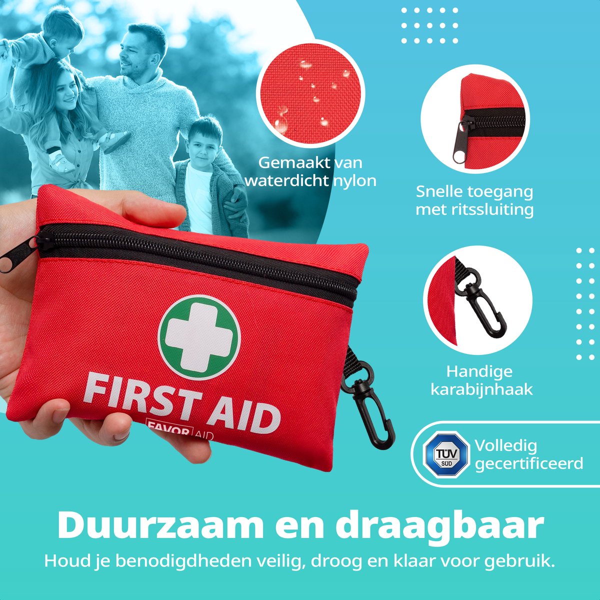 FavorAid 110-delige EHBO kit - ehbo koffer - verbanddoos - verband - noodpakket - ehbo voor Thuis, Auto en Reis - First aid kit met pleisters - verbandtrommel – foto 5