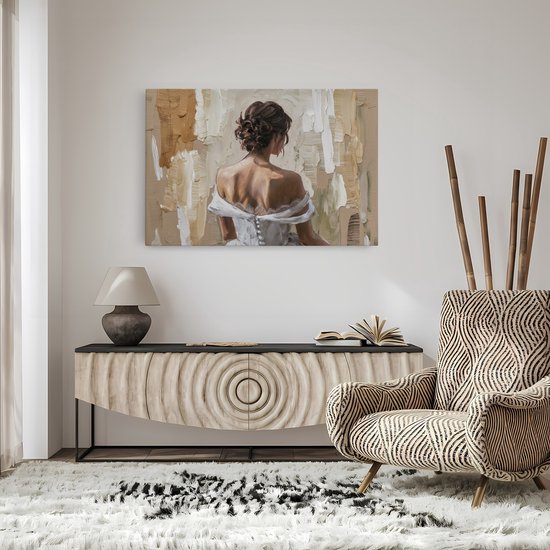 Tableau sur toile Saammp - Femme - Art - Beige - abstrait - 40x30 - Photo sur toile - Décoration murale - Décoration murale Salon - Décoration chambre - Impression sur toile