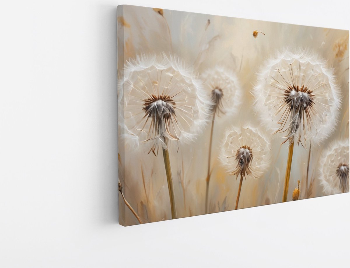 Saammp Canvas Schilderij - Bloemen - Paardenbloem - Abstract - 50x40 - Foto op canvas - Wanddecoratie - Muurdecoratie Woonkamer - Kantoor Decoratie Multicolor
