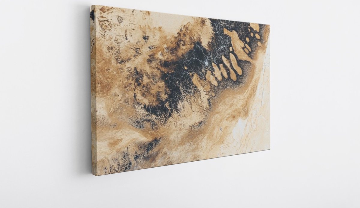 Saammp Canvas Schilderij - Patroon - Goud - Abstract - 60x40 - Foto op canvas - Wanddecoratie - Muurdecoratie Woonkamer - Slaapkamer decoratie - Canvas Print Multicolor