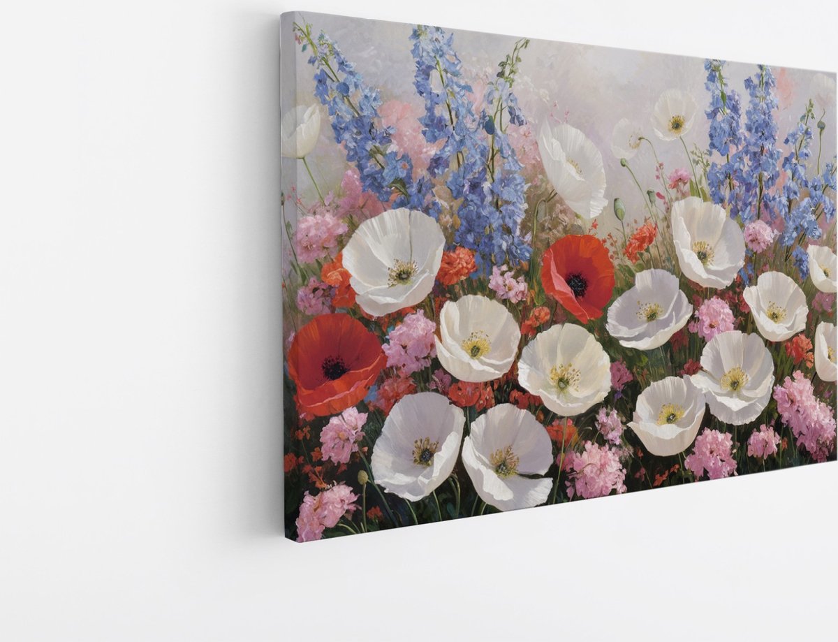 Saammp Canvas Schilderij - Kleurrijk - Abstract - Bloemen - Natuur - 45x30 - Foto op canvas - Wanddecoratie - Muurdecoratie Woonkamer - Kantoor Decoratie Multicolor