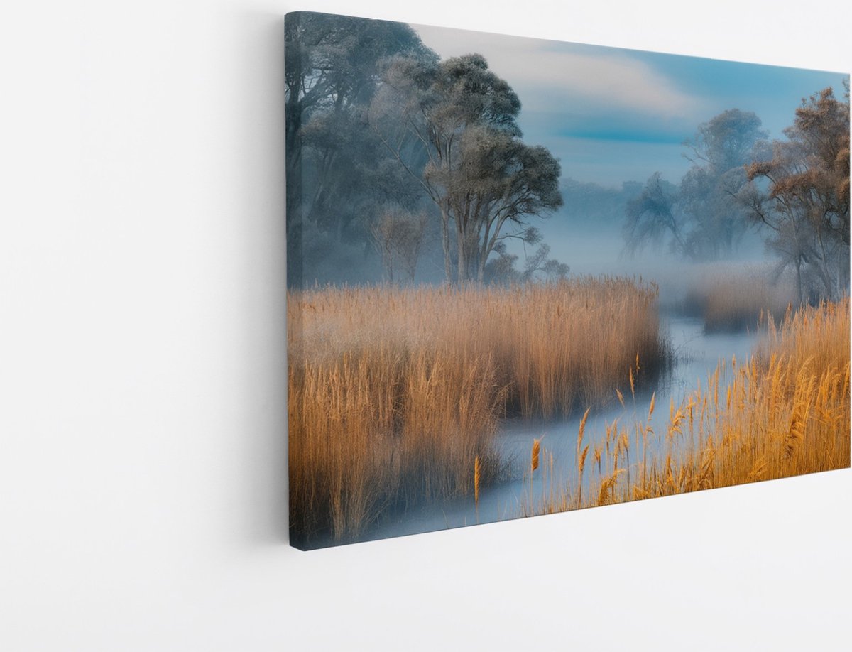 Saammp Canvas Schilderij - Abstract - Mist - Landschap - Natuur - 40x30 - Foto op canvas - Wanddecoratie - Muurdecoratie Woonkamer - Slaapkamer decoratie - Canvas Print Multicolor
