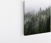 Saammp Canvas Schilderij - Naaldbomen tussen de mist - Landschap - Natuur - 20x20 - Foto op canvas - Wanddecoratie - Muurdecoratie Woonkamer - Slaapkamer decoratie - Canvas Print