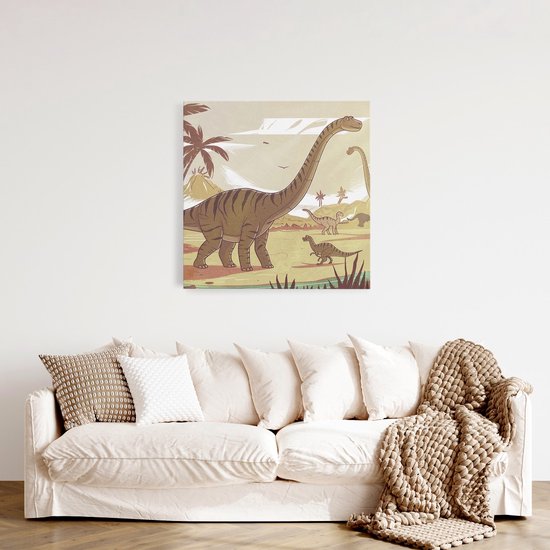 Tableau sur toile Saammp - Dinosaures mignons - Chambre d'enfant - 20x20 - Photo sur toile - Décoration murale - Décoration murale Salon - Décoration chambre - Impression sur toile