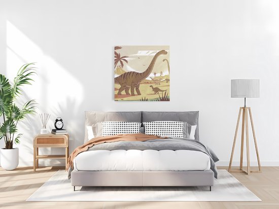 Tableau sur toile Saammp - Dinosaures mignons - Chambre d'enfant - 20x20 - Photo sur toile - Décoration murale - Décoration murale Salon - Décoration chambre - Impression sur toile