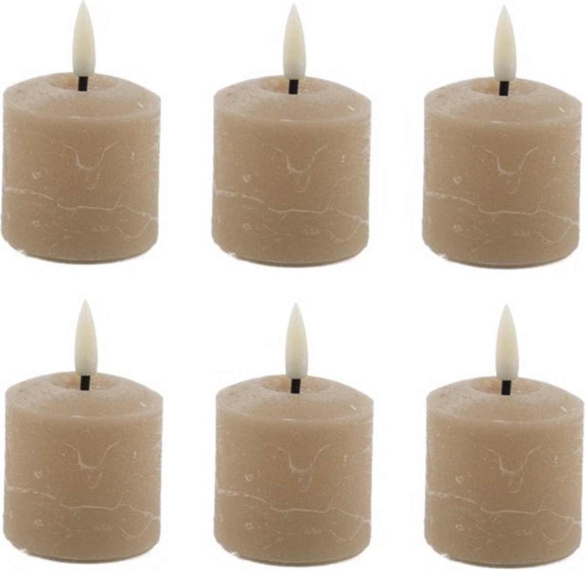 Mansion atmosphere led mini kaarsjes sand- 6 stuks