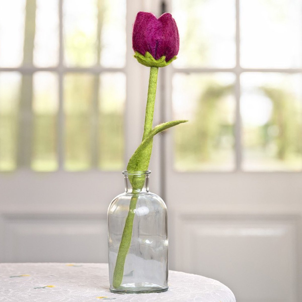 Vilt Bloem - Tulp Mila Fuchsia - 40cm - Fairtrade Homedecoratie