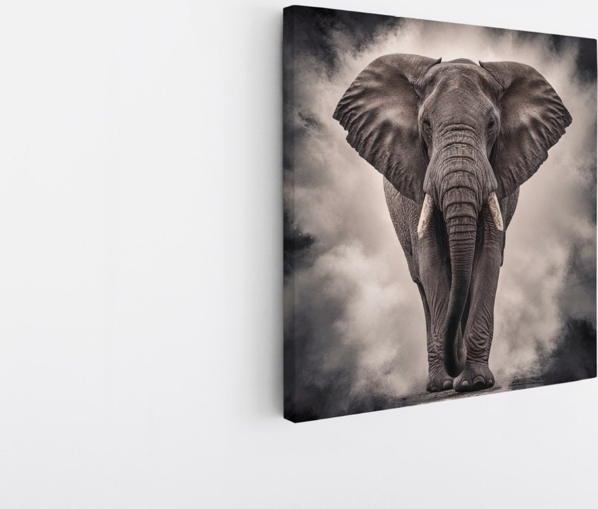 Saammp Canvas Schilderij - Olifant - Abstract - Afrika - Dieren - 40x40 - Foto op canvas - Wanddecoratie - muurdecoratie Woonkamer - Slaapkamer decoratie - Canvas Print Multicolor