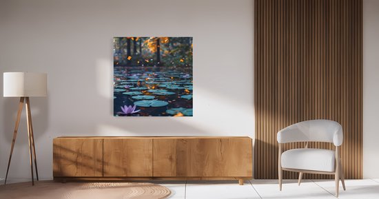 Tableau sur toile Saammp - Nature - Nénuphars - Paysage - 30x30 - Photo sur toile - Décoration murale - Décoration murale murale Salon - Décoration chambre - Impression sur toile