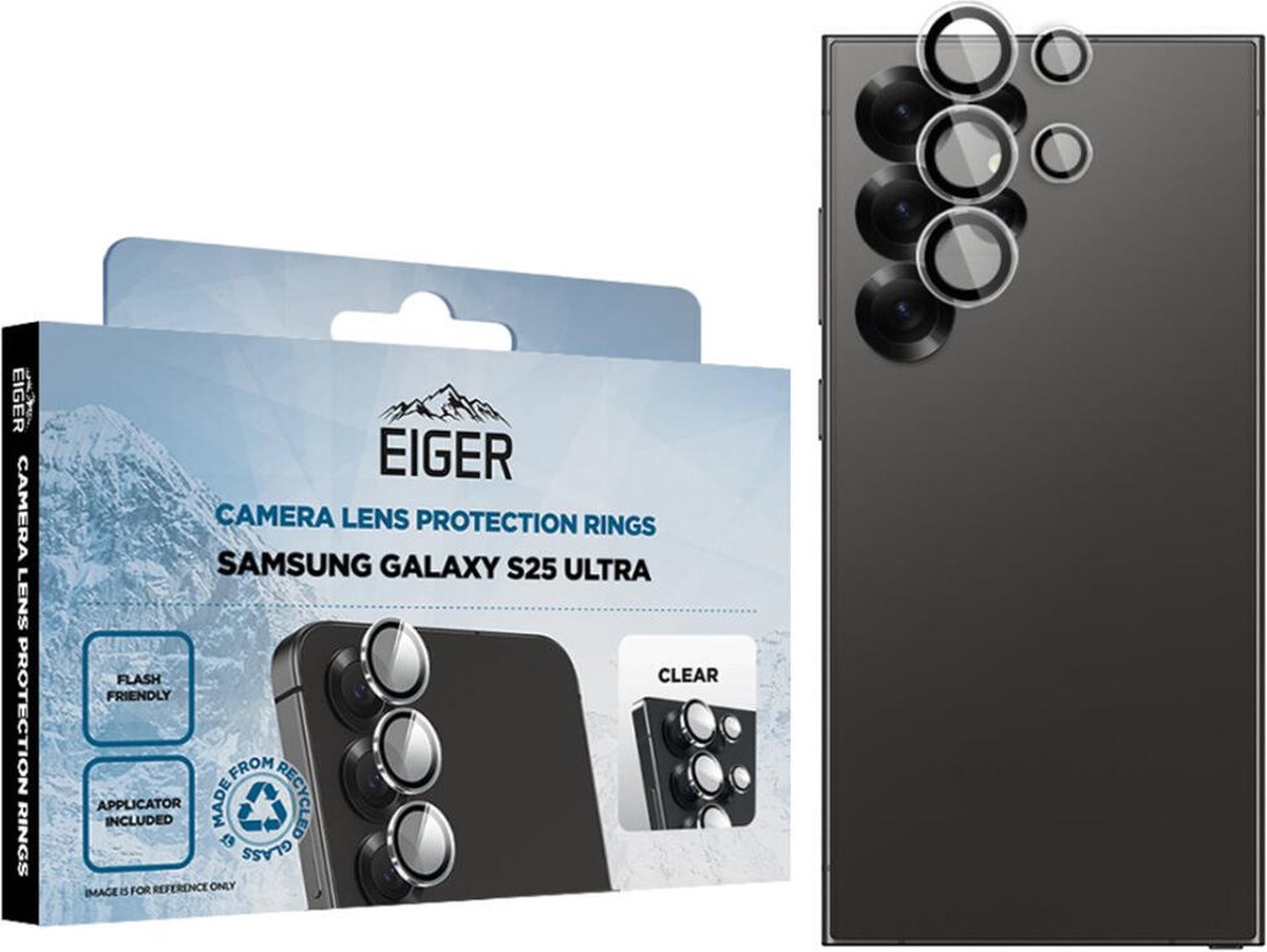 Eiger Mountain Glass Camera Lens Protector Geschikt voor Samsung Galaxy S25 Ultra