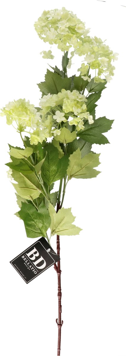 Bellatio Design Kunstbloem Viburnum / Sneeuwbal - 88 cm - groen - losse steel - kunst zijdebloemen Lichtgroen