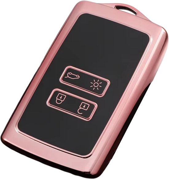 Coque de clé en TPU souple - Étui de clé adapté pour Renault Koleos / Scénic 4 / Arkana / Captur / Mégane / Talisman / Espace / Clio / Zoë / Dacia Sandero - Zwart avec rose - Coque de clé - Accessoires de voiture