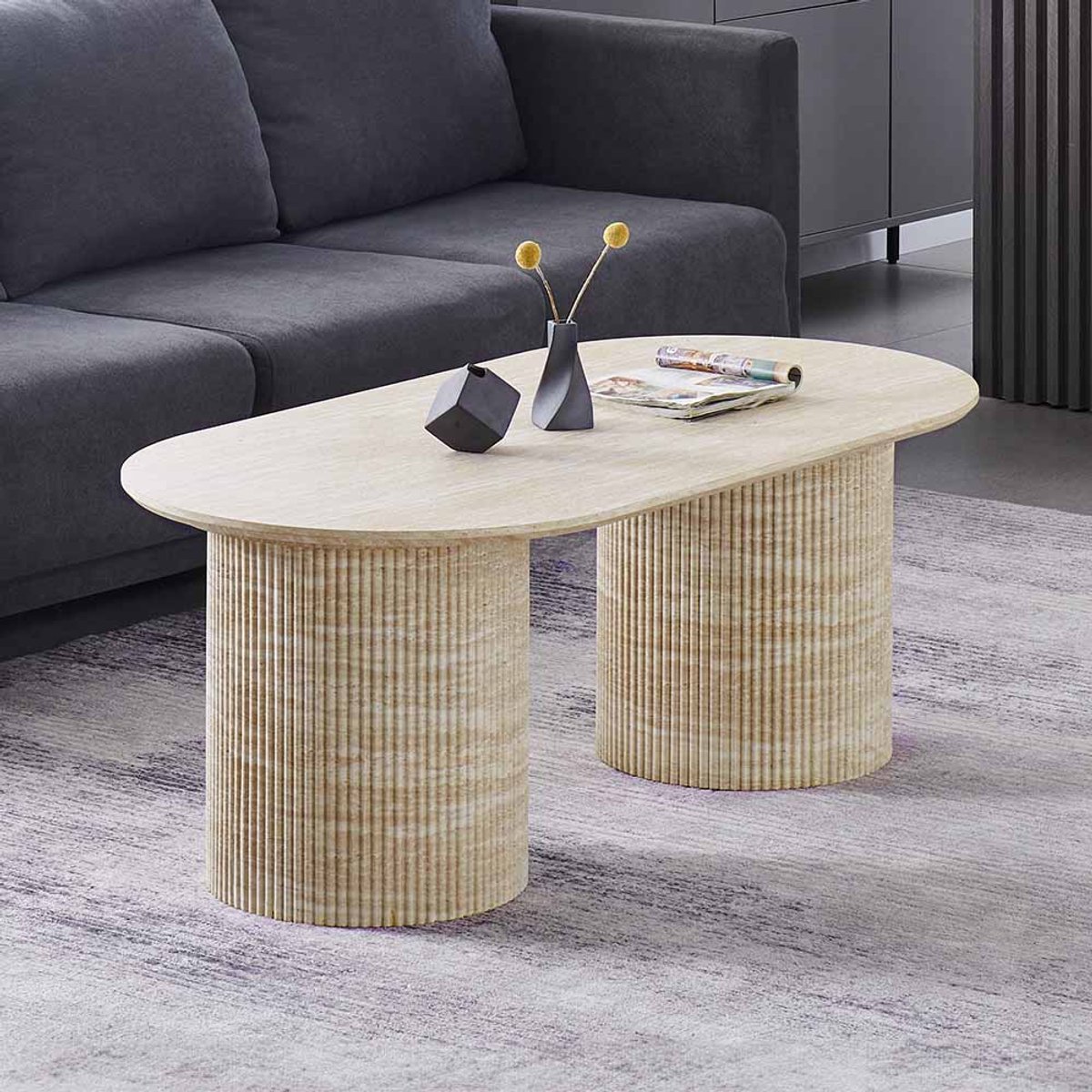 Milton & Oldbrook Salontafel 120 cm Geneva Travertinlook Beige