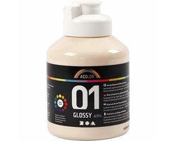 Acrylverf – Glossy Verf – Acrylaatverf – Acrylic paint – Hobbyverf – Knutselen en Verven – Sneldrogend – Licht Beige – 500 ml – 1 stuk - Incl. Crea…
