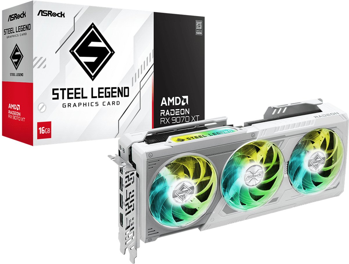 ASRock Radeon RX 9070 XT Steel Legend 16GB grafische kaart