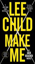 Boek "Make Me" van Lee Child, #1 New York Times bestseller, met gele tekst op zwarte achtergrond.