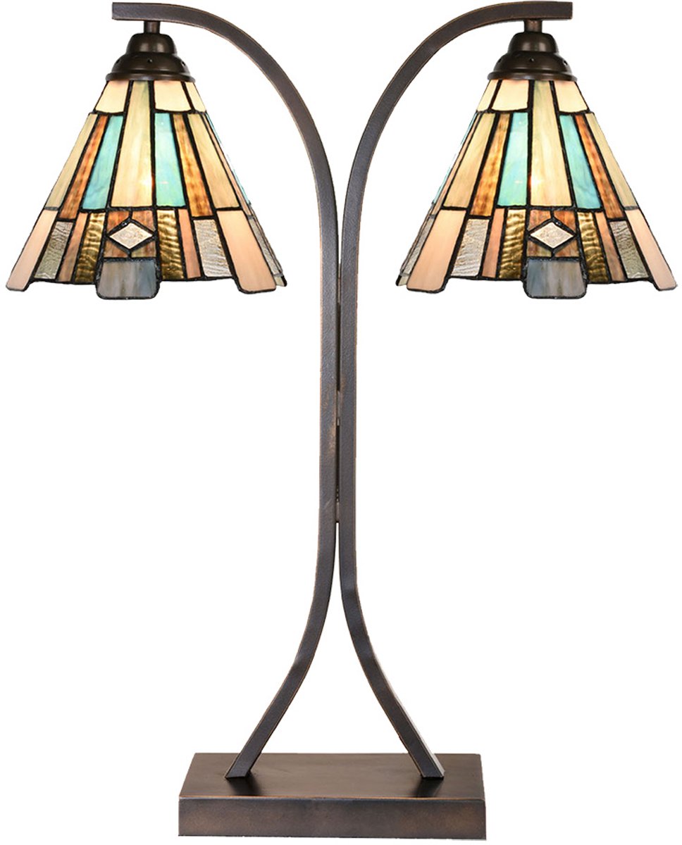 Lumilamp Tiffany Tafellamp 48x19x57 cm Bruin Glas