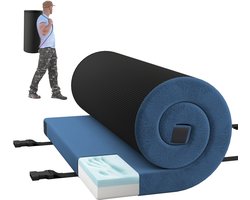 COSTWAY Traagschuim campingmatras, oprolbare campingmat met waterdichte coating, antislip onderkant en draagtas, vloermat, slaapmat, slaapmatras, isomat