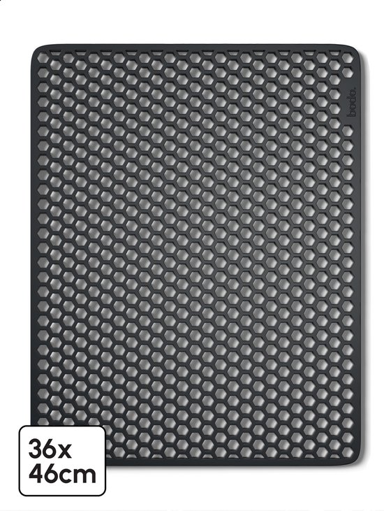 Bodo® – Tapis d'évier en Siliconen Zwart - 36 x 46 cm - Accessoires de vêtements pour bébé de Cuisine - Protecteur d'évier pour 40 x 50 cm - Sous-verres en Siliconen - Anti rayures - Accessoires de vêtements pour bébé d'évier
