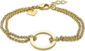 Twice As Nice Armband in goudkleurig edelstaal, cirkel tussen dubbele ketting  16 cm+2 cm