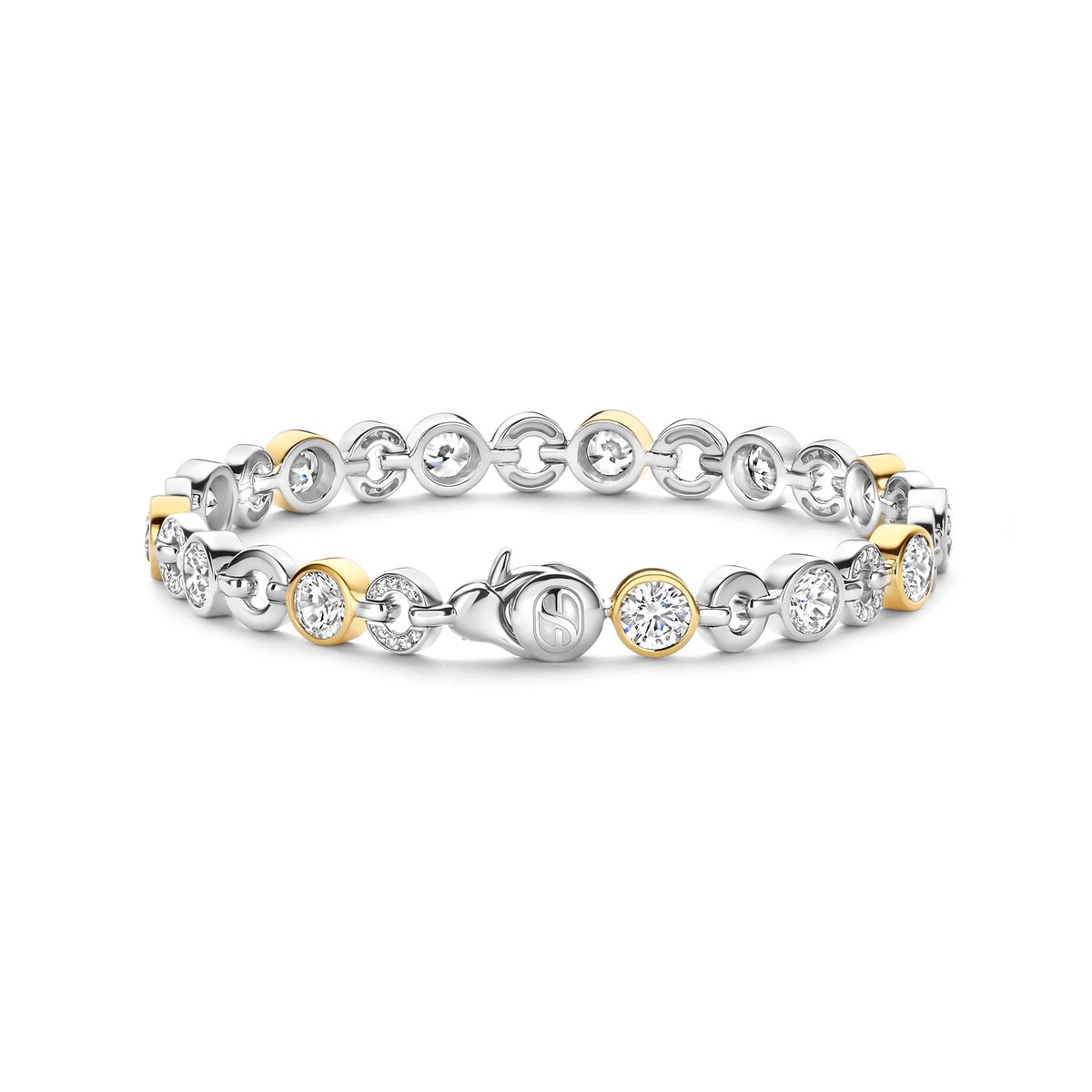 TI SENTO Dames Armband - 925 zilver - Zirkonia met geel verguld - Maat L - 23054ZY